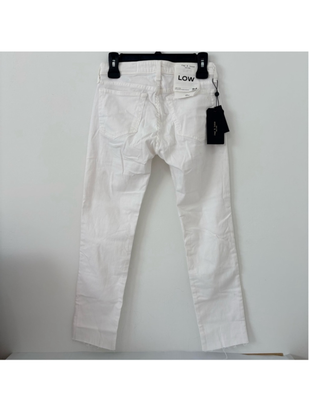 #329 Rag & Bone Dre Low-Rise Ankle Slim Boyfriend Jeans Sz 24 (13.75”W)White NWT - Picture 4 of 14